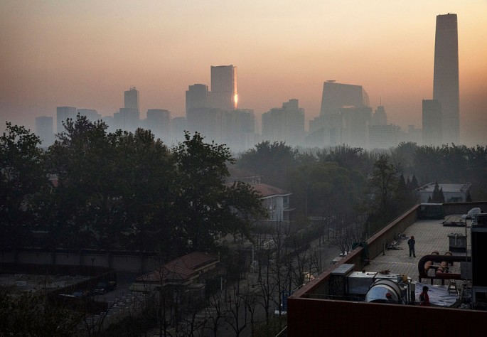 Warm weather causes more ozone gas in the air-polluted Chinese capital of Beijing.