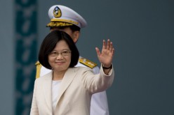 Taiwan President Tsai Ing-wen waves to the supporters at the celebration of the 14th presidential inauguration on May 20, 2016, in Taipei, Taiwan.