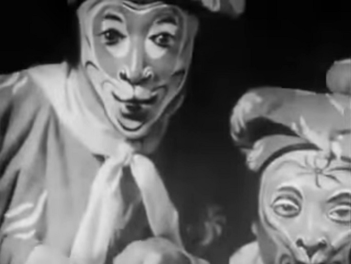 Two Beijing opera actors playing soldiers of the Monkey King as featured in the black-and-white 1957 documentary film, “Inside Red China,” by New Zealander Rudall and Ramai Hayward.