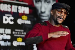 Promoter and former champion boxer Floyd Mayweather Jr. speaks during a press conference to announce the fight between Adrien Broner and Ashely Theophane at W Hotel Washington DC on February 29, 2016.