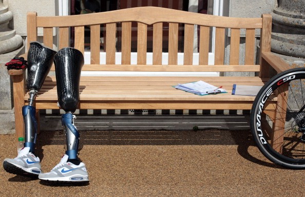 A pair of C-Leg prosthesis belonging to double amputee private Steve Richardson are seen.