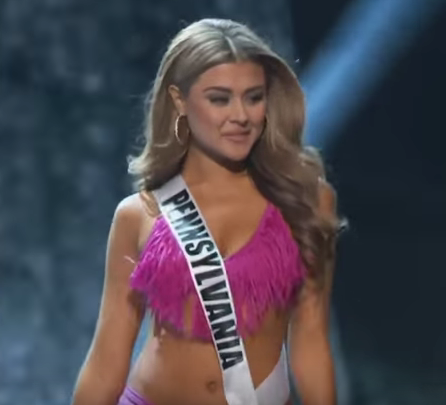 Miss Pennsylvania Elena LaQuatra walks on stage during the Miss USA 2016 preliminary swimsuit competition.   