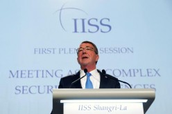 U.S. Defense Secretary Ash Carter talks during the 2016 Shangri-La Dialogue.