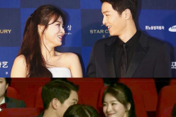 The photo shows Joong Ki and Hye Kyo’s eyes interlocked like they are in a sweet staring contest. 