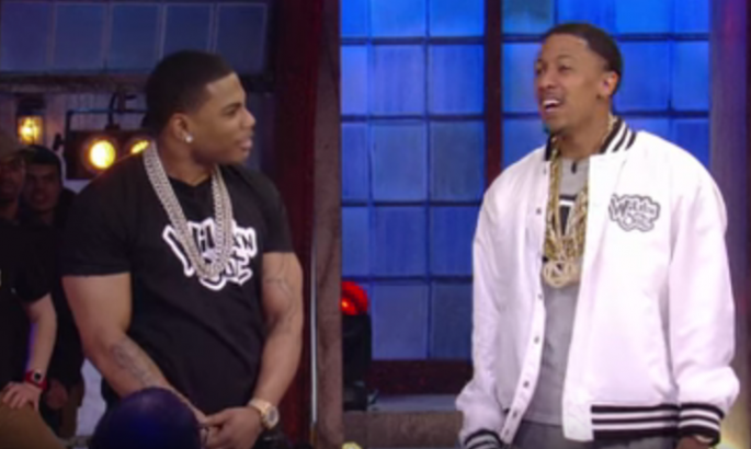 Nelly (left) and Nick Cannon (right) have a rap battle on MTV2's "Wild 'n Out."   