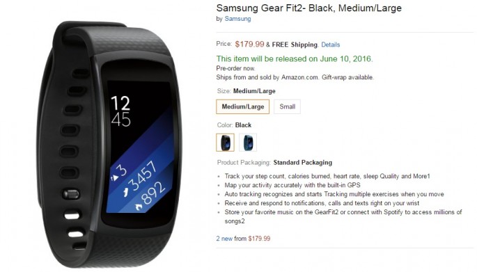 Samsung Gear Fit 2 available in Amazon for pre-order