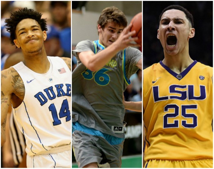 Lakers draft choices (from L to R): Brandon Ingram, Dragan Bender, and Ben Simmons.