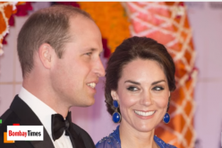 Kate Middleton wears her lapis lazuli earrings during the Royal visit in India.