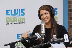 Stephanie McMahon is pretty happy during her appearance on The Elvis Duran Morning Show in New York City.