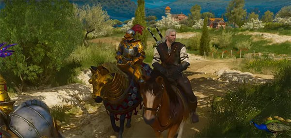 "The Witcher 3's" main protagonist Geralt arrives in Toussaint with other knights to guide him.