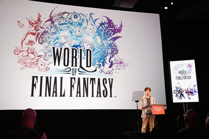 Director of 'Worlds of Final Fantasy' Hiroki Chiba presents the new game at the Square Enix press conference during the Electronic Entertainment Expo (E3) in June 2015.