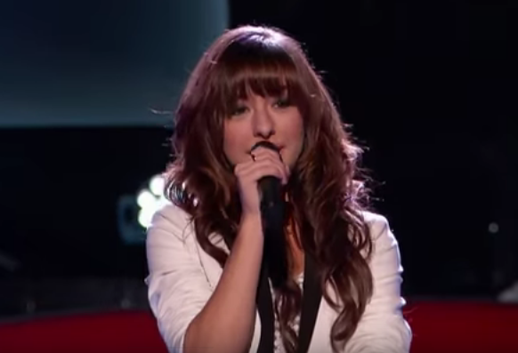 Christina Grimmie talks to the judges during her audition on "The Voice."    