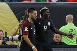 Team USA's Clint Dempsey (L) and Gyasi Zardes.