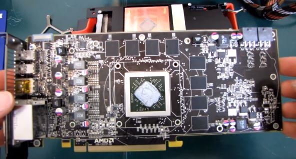 The naked board of the AMD Radeon HD 6870, not the Radeon RX 470 Polaris 11, is shown
