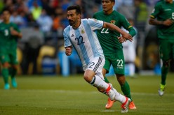 Argentina forward Ezequiel Lavezzi in action against Bolivia.