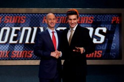 Serbian shooting guard Bogdan Bogdanovic (R) with NBA Commissioner Adam Silver during the 2014 NBA Draft.