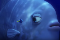 Dory (left) voiced by Ellen DeGeneres talks to a fish telling him about her lost family.   