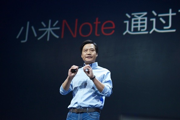Chairman and CEO of China's Xiaomi Inc. presents the company's new product, the Mi Note 