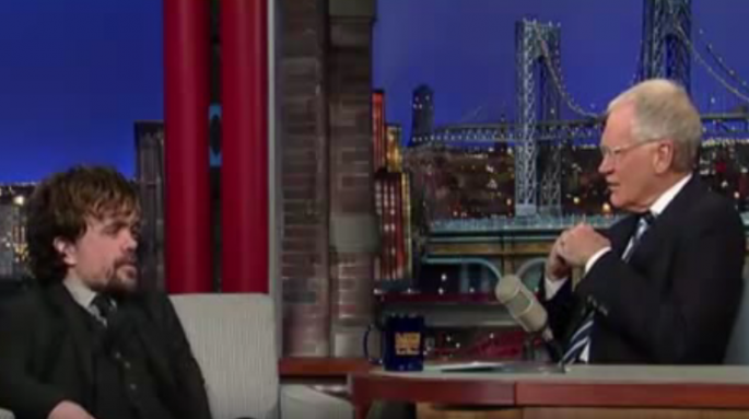 Peter Dinklage answers questions from David Letterman.  