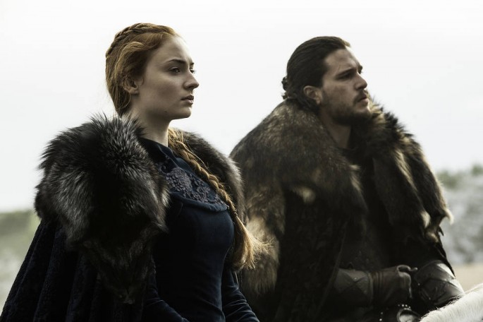 Sophie Turner and Kit Harington are seen together in "Game of Thrones" Season 6 episode 9.