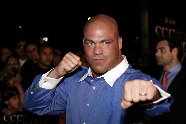 Kurt Angle poses in front of the camera during the 'See No Evil' premiere back in May 2006.