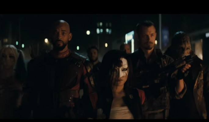 In the scene of "Suicide Squad," the villains are gathered and set to fight.   