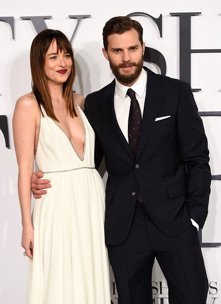 Dakota Johnson and Jamie Dornan attend the UK Premiere of 'Fifty Shades Of Grey' at Odeon Leicester Square on February 12, 2015 in London, England. 