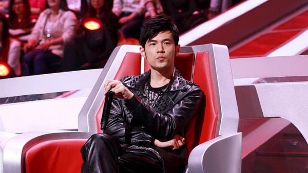 Popular celebrity Jay Chou sitting as one of the judges on "The Voice of China." 