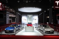 The Tesla exhibit during the 2015 Shanghai Auto Show. The electric carmaker is reportedly eyeing the city as the site of its first ever factory in China.