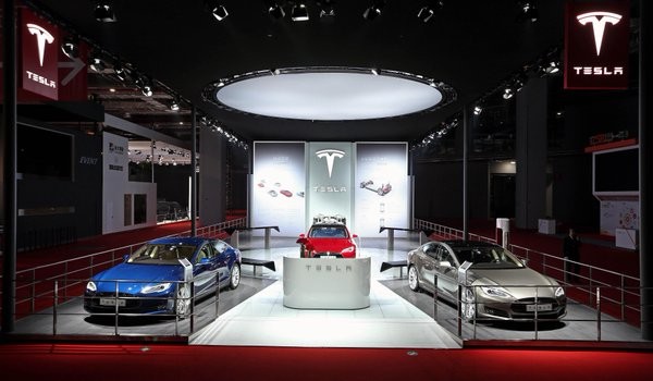 The Tesla exhibit during the 2015 Shanghai Auto Show. The electric carmaker is reportedly eyeing the city as the site of its first ever factory in China.