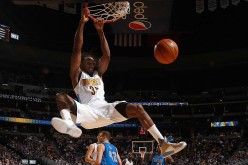 Kenneth Faried #35 of the Denver Nuggets dunks the ball against the Dallas Mavericks at Pepsi Center on March 6, 2016 in Denver, Colorado.