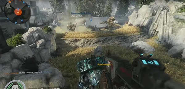 A "Titanfall 2" player hijacks a Titan mech to gain the upperhand against other players who also pilot Titan Mechs.