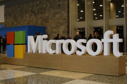 A Microsoft logo is seen during the 2015 Microsoft Build Conference on April 29, 2015 at Moscone Center in San Francisco, California.