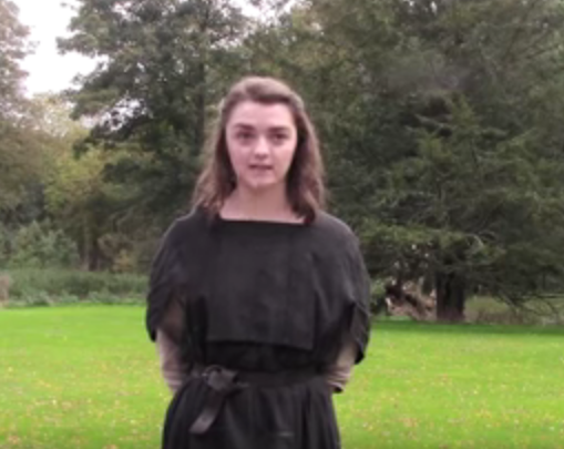 Maisie Williams talks about a new theme song in "Game of Thrones."    
