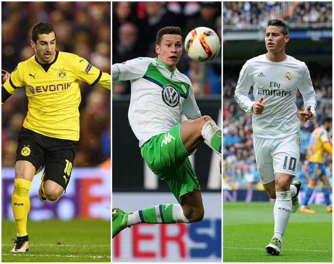 Manchester United Rumors Central (from L to R): Henrikh Mkhitaryan, Julian Draxler, and James Rodriguez.