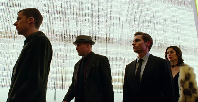  "Now You See Me 2" leads (l-r) Jessie  Eisenberg, Woody Harrelson, Dave Franco and Lizzy Caplan portray the Four Horsemen.  