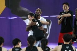 Kobe Bryant is in Taiwan to hold basketball clinics for young athletes. 