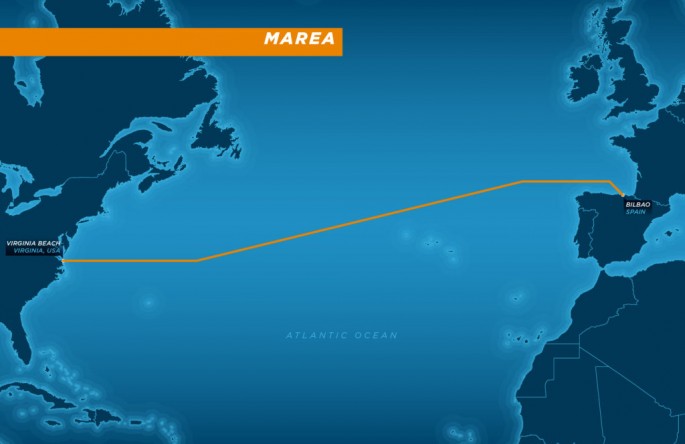 A map of the Facebook-Microsoft joint venture to lay a giant cable network across the Atlantic.