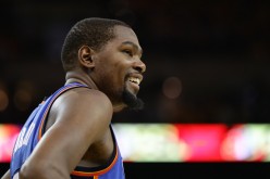 Kevin Durant smiles during Game 5 of the 2016 Western Conference Finals against the Golden State Warriors.