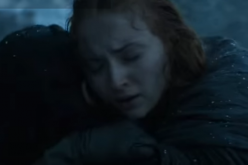 Sansa Stark (Sophie Tuner) reunites with her known half-brother Jon Snow (Kit Harington) in a scene in 