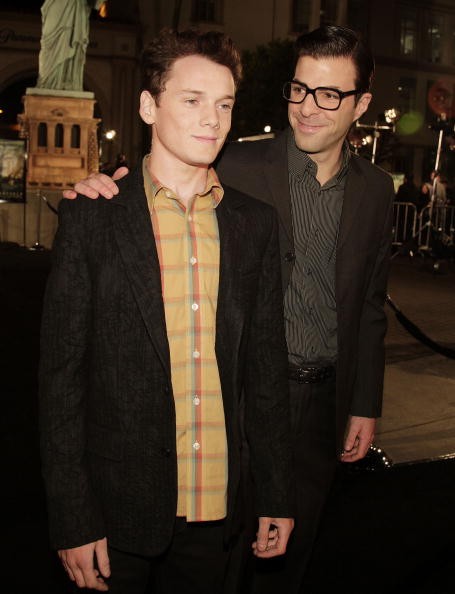 Actors Anton Yelchin (L) and Zachary Quinto arrive at the premiere of Paramount Picture's 'Cloverfield' at the Paramount Pictures Lot on January 16, 2008 in Los Angeles, California. 