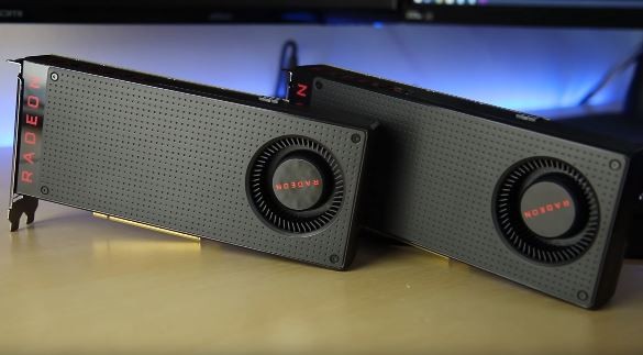 Two Radeon RX 480 cards are placed together on a table