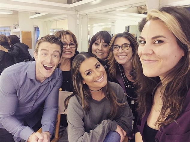 Lea Michele and Robert Buckley is with their co-stars and crewmates in Dimension 404.