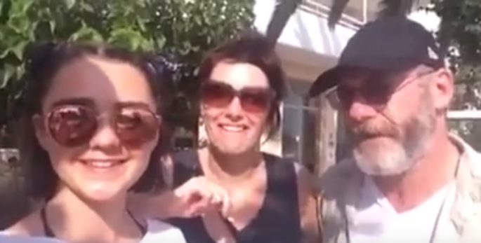 Maisie Williams (left), Lena Headey and Liam Cunningham travel to Greece to support the refugees.  