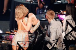 'Empire' actress Serayah McNeill, recording artist Taylor Swift and Calvin Harris during the iHeartRadio Music Awards at The Forum on April 3, 2016 in Inglewood, California.