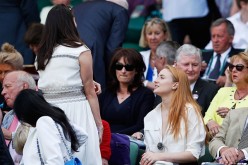 'Game of Thrones' Sophie Turner watches on from The Royal Box as Serena Williams of The United States plays Elena Vesnina of Russia on day 10 of the Wimbledon Lawn Tennis Championships on July 7, 2016 in London, England. 