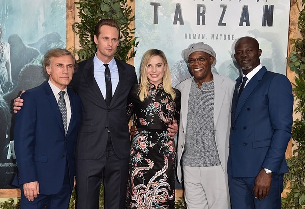 Christoph Waltz, Alexander Skarsgard, Margot Robbie, Samuel L. Jackson and Djimon Hounsou attend the premiere of Warner Bros. Pictures' 'The Legend of Tarzan' at Dolby Theatre on June 27, 2016 in Hollywood, California. 