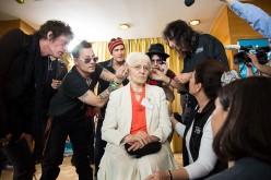 Hollywood Vampires' Joe Perry, Johnny Depp and Alice Cooper help a patient of the Starkey HEaring Foundation at Four Season Hotel Ritz Lisbon on May 27, 2016 in Lisbon, Portugal. 