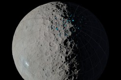 At the poles of Ceres, scientists have found craters that are permanently in shadow (indicated by blue markings). Such craters are called 