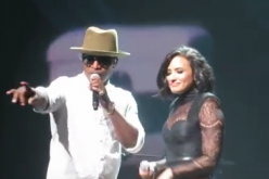 Jaimie Foxx and Demi Lovato perform together at Barclays Center, New York City.   